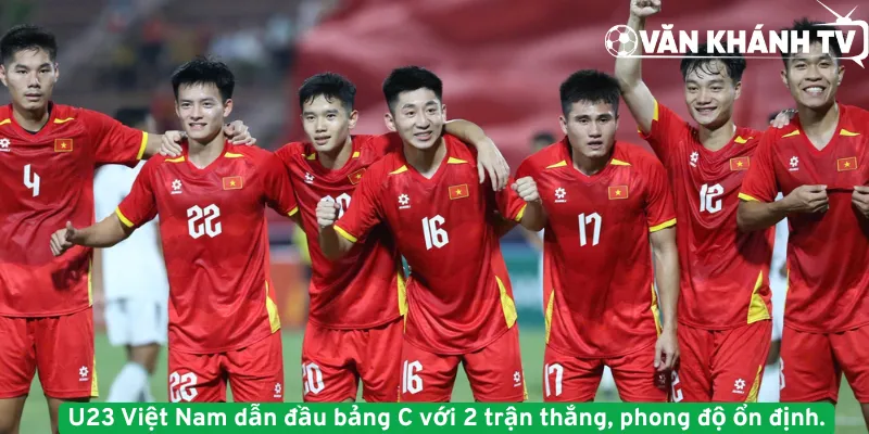 U23 Việt Nam dẫn đầu bảng C với 2 trận thắng, phong độ ổn định.